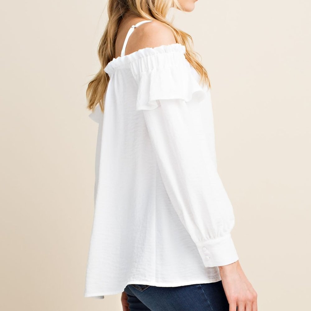 Romantic Ruffled Detail Off Shoulder Blouse. - Picture 2 of 5